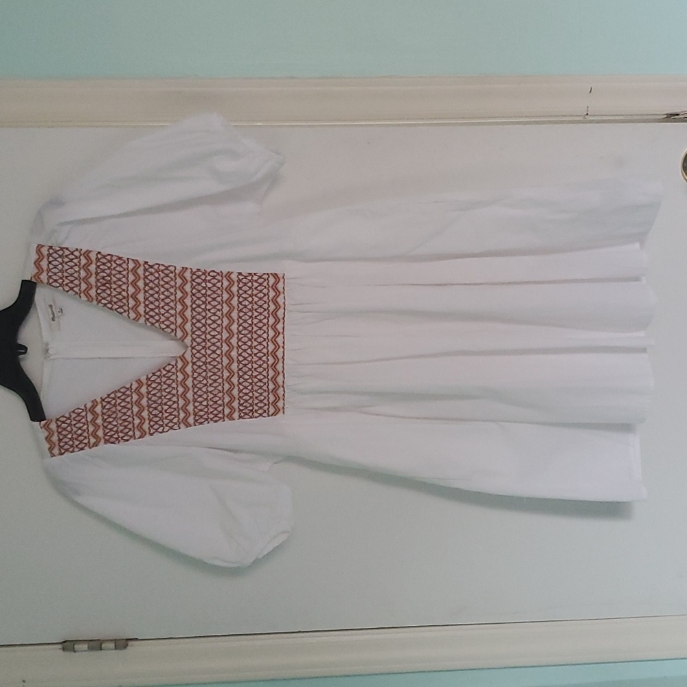 Madewell Embroidered Poplin V-Neck Mini Dress size M